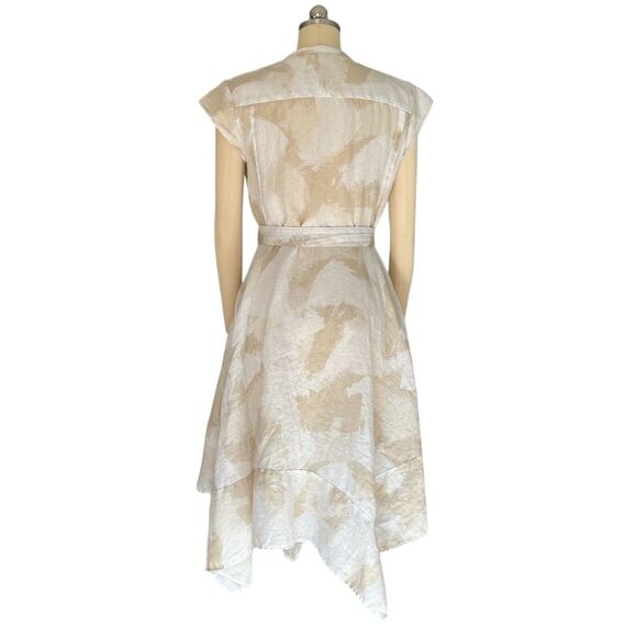 DKNY Women's Beige Linen Tie Waist Fit & Flare Dress Size 2 - Picture 6 of 8